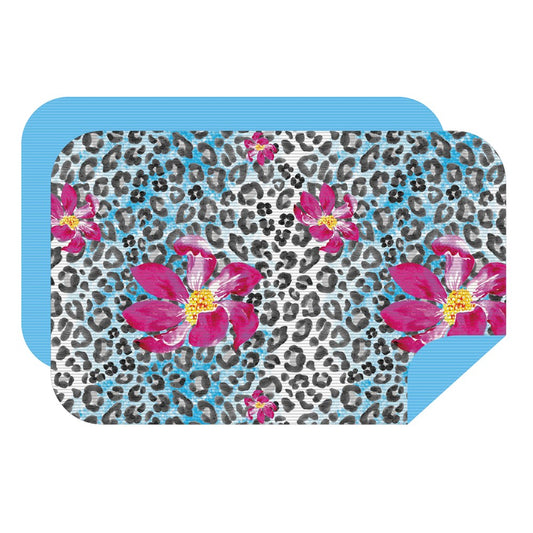 Microfibre XL Double Sided Printed Towel - Leopard with a Flower - Ribbed