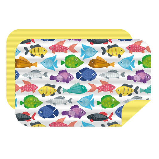 Microfibre XL Double Sided Printed Towel -Day Fish - Ribbed