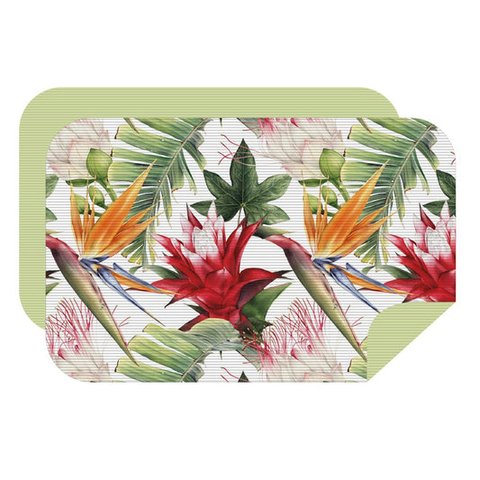 Microfibre XL Double Sided Printed Towel - Ribbed - Strelitzia Flower