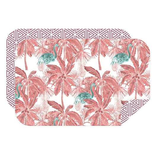 Microfibre XL Double Sided Printed Towel - pink fern blue bird