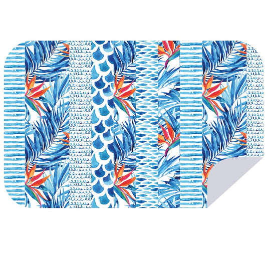 Microfibre XL Printed Towel - blue strelitzia