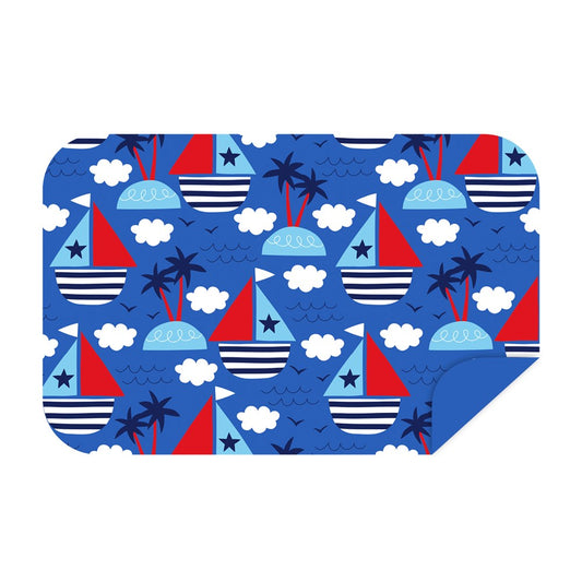 Microfibre Double Sided Printed Towel (Large) - blue ships