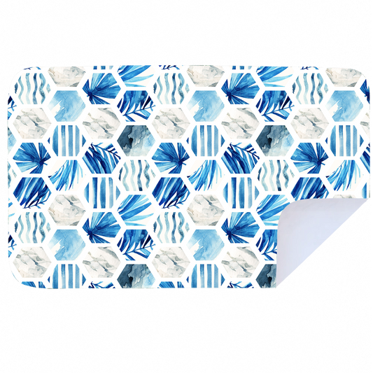 Microfibre XL Printed Towel - blue tiles