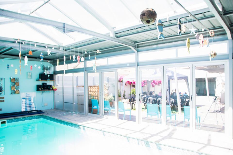 Poolside view across the FR3KLS Aquatics pool